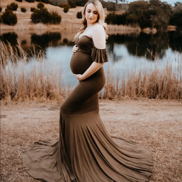 Olive Green Maternity Photo Shoot Dress | Color: Green | Size: SM | Brookesharris's Closet